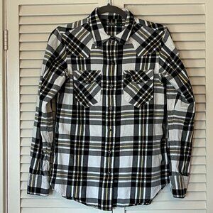 Lauren Ralph Lauren medium women's buttondown shirt flannel cotton white black